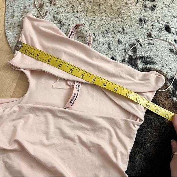 OH POLLY Charm Me Ruched Asymmetric Mini Dress in Blush Size‎ 6 NWOT - Picture 9 of 10